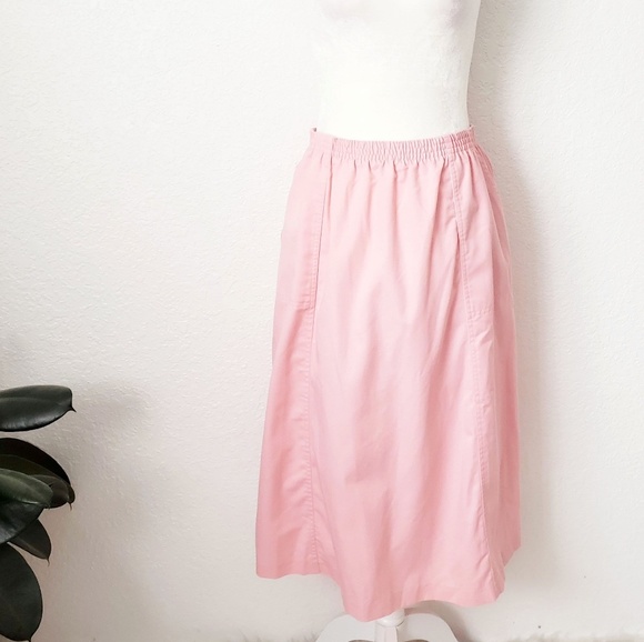 Vintage Dresses & Skirts - 80s Vintage Pink Knee Length A-Line House Skirt